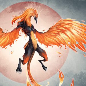 revisited phoenix in front of a textured background