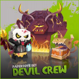 trio of halloween papertoys, the devil crew